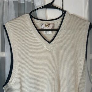 Vintage Byron Nelson Eleven Straight Silk Ribbed V-Neck Knit Vest Men’s